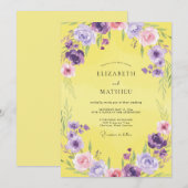 Invitation Mariage de printemps ensoleillé jaune citron (Devant / Derrière)