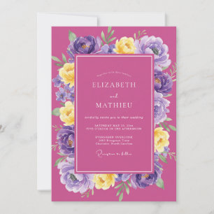 Invitation Mariage de printemps ensoleillé magenta