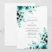 Invitation Mariage de printemps époustouflant sarcelle (Devant / Derrière)