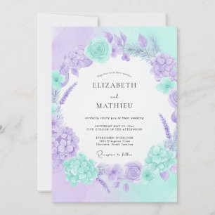 Invitation Mariage de printemps éthéré au lavande menthe