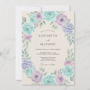 Invitation Mariage de printemps éthéré au lilas menthe