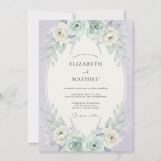 Invitation Mariage de printemps éthéré aux lilas (Devant)