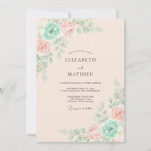 Invitation Mariage de printemps éthéré aux teintes de menthe