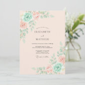 Invitation Mariage de printemps éthéré aux teintes de menthe (Debout devant)