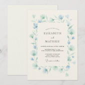Invitation Mariage de printemps éthéré bleu aqua (Devant / Derrière)