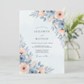 Invitation Mariage de printemps éthéré bleu ardoise (Debout devant)