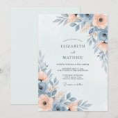 Invitation Mariage de printemps éthéré bleu ardoise (Devant / Derrière)