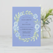 Invitation Mariage de printemps éthéré bleu barbeau (Debout devant)