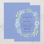 Invitation Mariage de printemps éthéré bleu barbeau (Devant / Derrière)