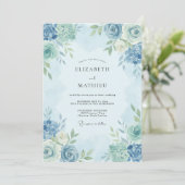 Invitation Mariage de printemps éthéré bleu clair (Debout devant)