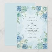 Invitation Mariage de printemps éthéré bleu clair (Devant / Derrière)