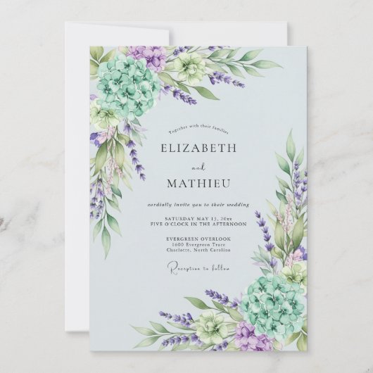 Invitation Mariage de printemps éthéré lavande (Devant)