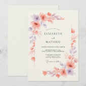 Invitation Mariage de printemps éthéré lavande pêche (Devant / Derrière)
