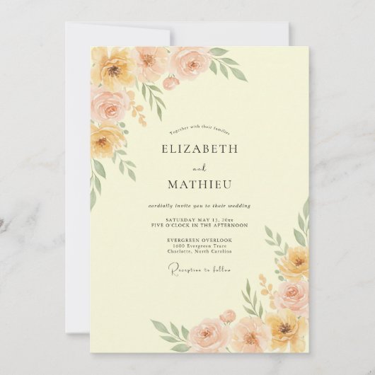 Invitation Mariage de printemps éthéré pêche (Devant)