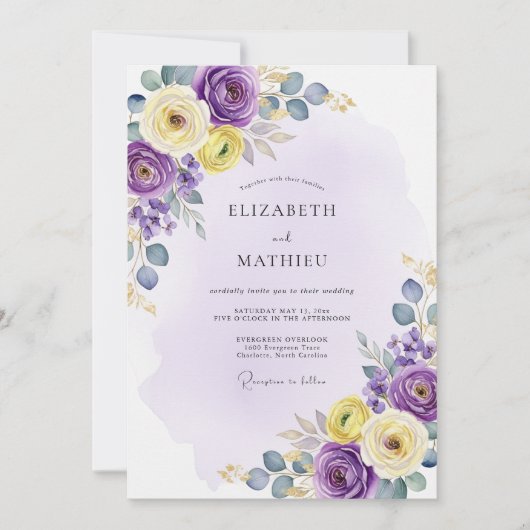 Invitation Mariage de printemps éthéré pourpre (Devant)