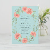 Invitation Mariage de printemps éthéré sarcelle (Debout devant)