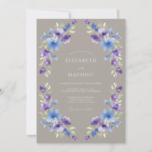 Invitation Mariage de printemps éthéré taupe (Devant)