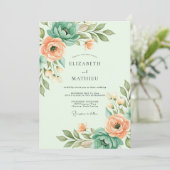 Invitation Mariage de printemps éthéré vert menthe (Debout devant)