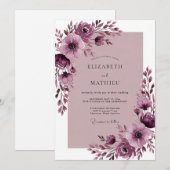 Invitation Mariage de printemps exceptionnel prune (Devant / Derrière)