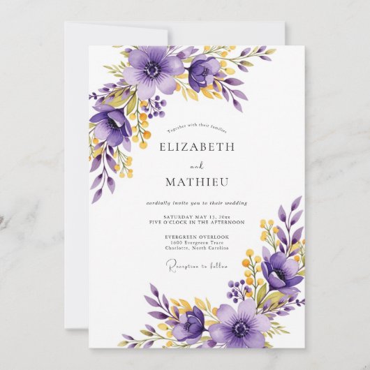 Invitation Mariage de printemps exquis pourpre (Devant)