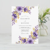 Invitation Mariage de printemps exquis pourpre (Debout devant)