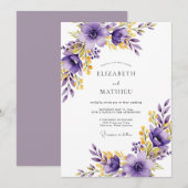 Invitation Mariage de printemps exquis pourpre (Devant / Derrière)