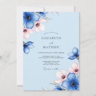 Invitation Mariage de printemps fantaisiste bleu poudre