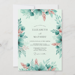 Invitation Mariage de printemps fantaisiste vert menthe