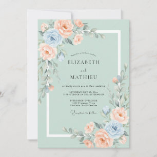Invitation Mariage de printemps fantaisiste vert sauge