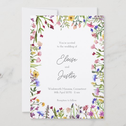 Invitation Mariage de printemps fleur sauvage (Devant)