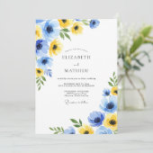 Invitation Mariage de printemps fleuri jaune d'Azur (Debout devant)