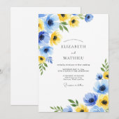 Invitation Mariage de printemps fleuri jaune d'Azur (Devant / Derrière)