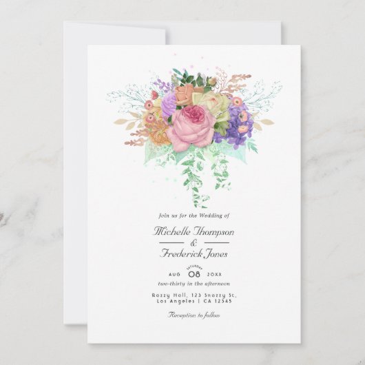 Invitation Mariage de printemps floral (Devant)