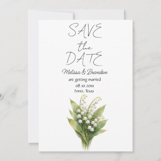 Invitation Mariage de printemps floral blanc Muguet  (Devant)