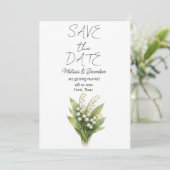 Invitation Mariage de printemps floral blanc Muguet  (Debout devant)