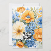 Invitation Mariage de printemps floral bleu et orange pâle (Dos)