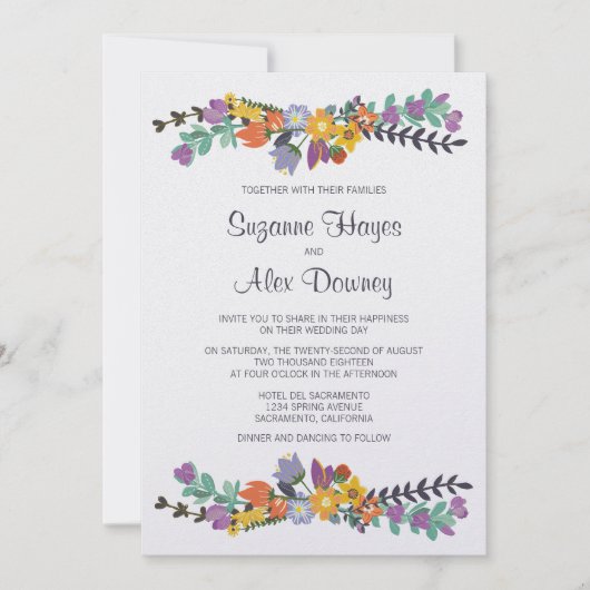 Invitation Mariage de printemps floral brillant (Devant)