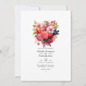 Invitation Mariage de printemps floral corail et berry (Devant)