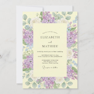 Invitation Mariage de printemps floral lavande peint à la mai