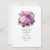 Invitation Mariage de printemps floral pourpre rose (Devant)