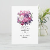 Invitation Mariage de printemps floral pourpre rose (Debout devant)