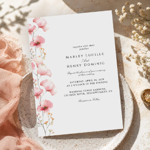 Invitation Mariage de printemps floral rose minimaliste