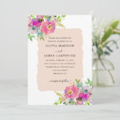 Invitation Mariage de printemps floral rose pâle rose (Debout devant)