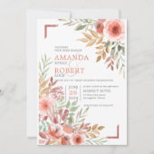 Invitation Mariage de printemps floral rose pastel aquarelle (Devant)