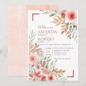 Invitation Mariage de printemps floral rose pastel aquarelle (Devant / Derrière)