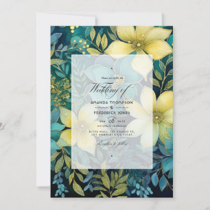 Invitation Mariage de printemps floral sauge, à feuilles pers