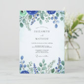 Invitation Mariage de printemps frais bleu cobalt (Debout devant)