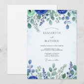 Invitation Mariage de printemps frais bleu cobalt (Devant / Derrière)