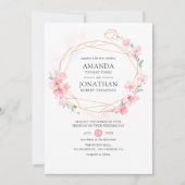 Invitation Mariage de printemps géométrique en fleurs de ceri (Devant)