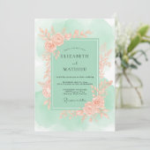Invitation Mariage de printemps gracieux vert menthe (Debout devant)